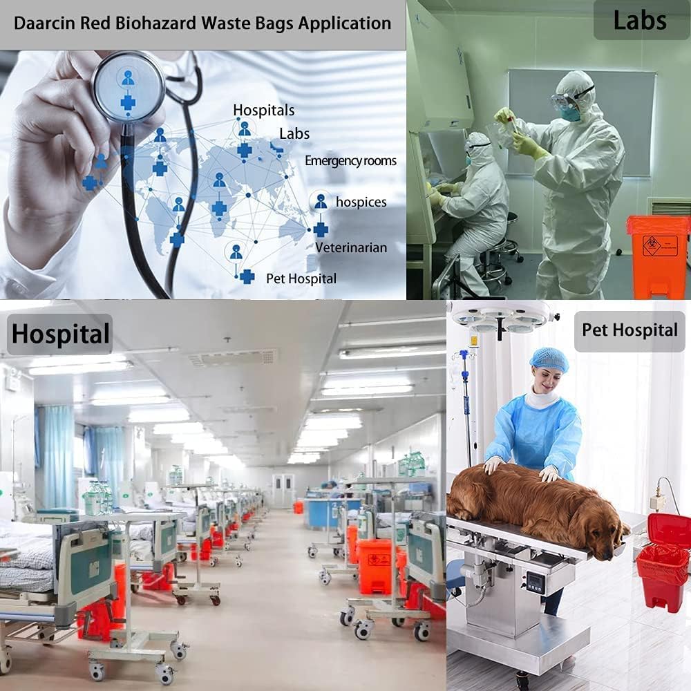 RED Color Bio Waste Virgin Hospital Garbage Bag Printed (29 Inch x 39 Inch Large) | Biohazard Waste Bag
