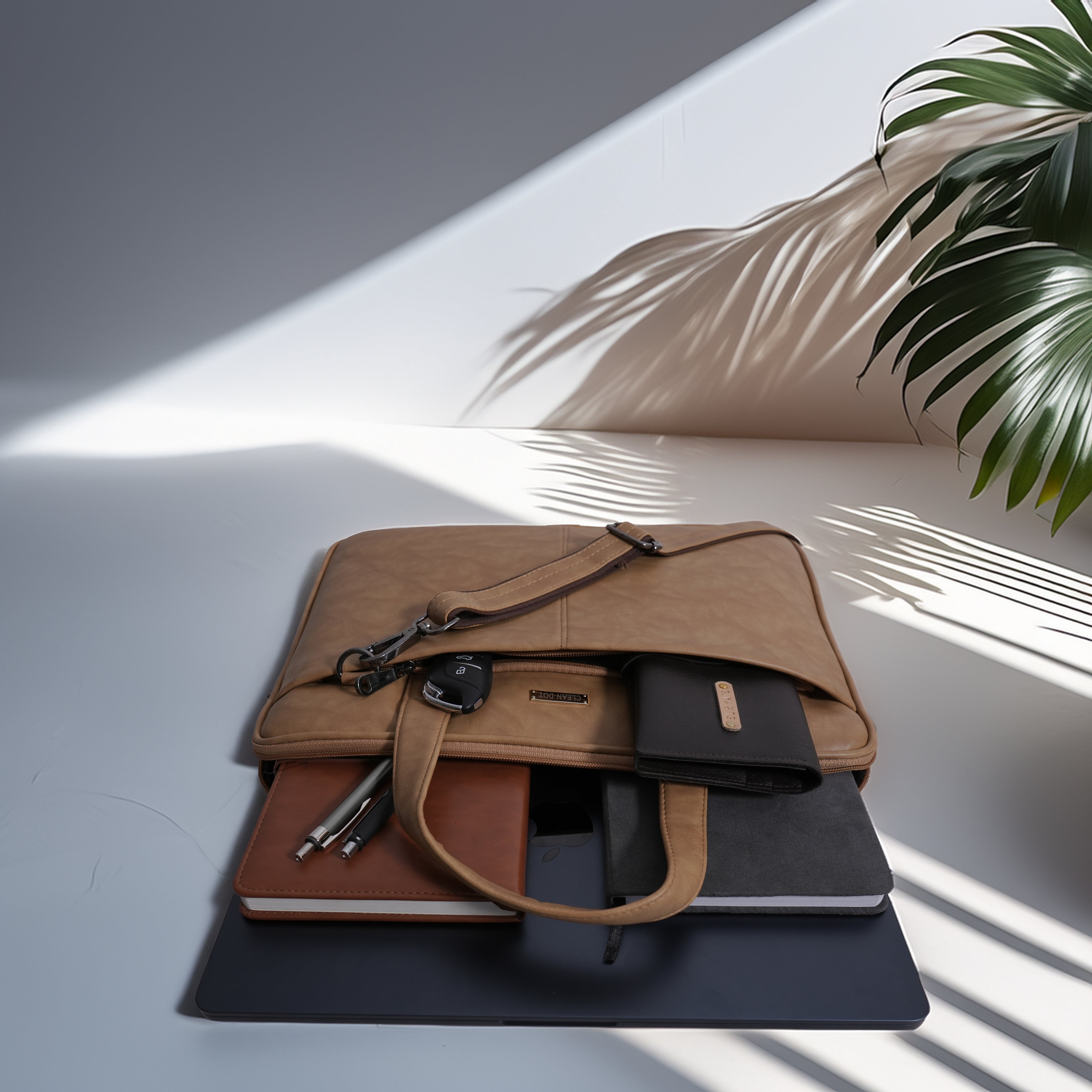CleanDot UrbanPro Flap Messenger Bag – 16-Inch Laptop Office Shoulder Bag | Vegan Leather Executive Bag for Professionals
